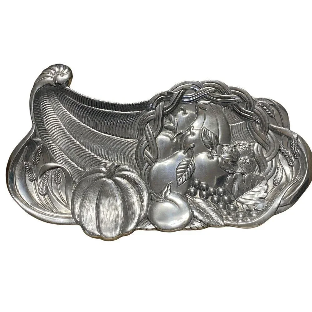 Lenox Metal Cornucopia Serveware  All Purpose Tray Silver Finish 15